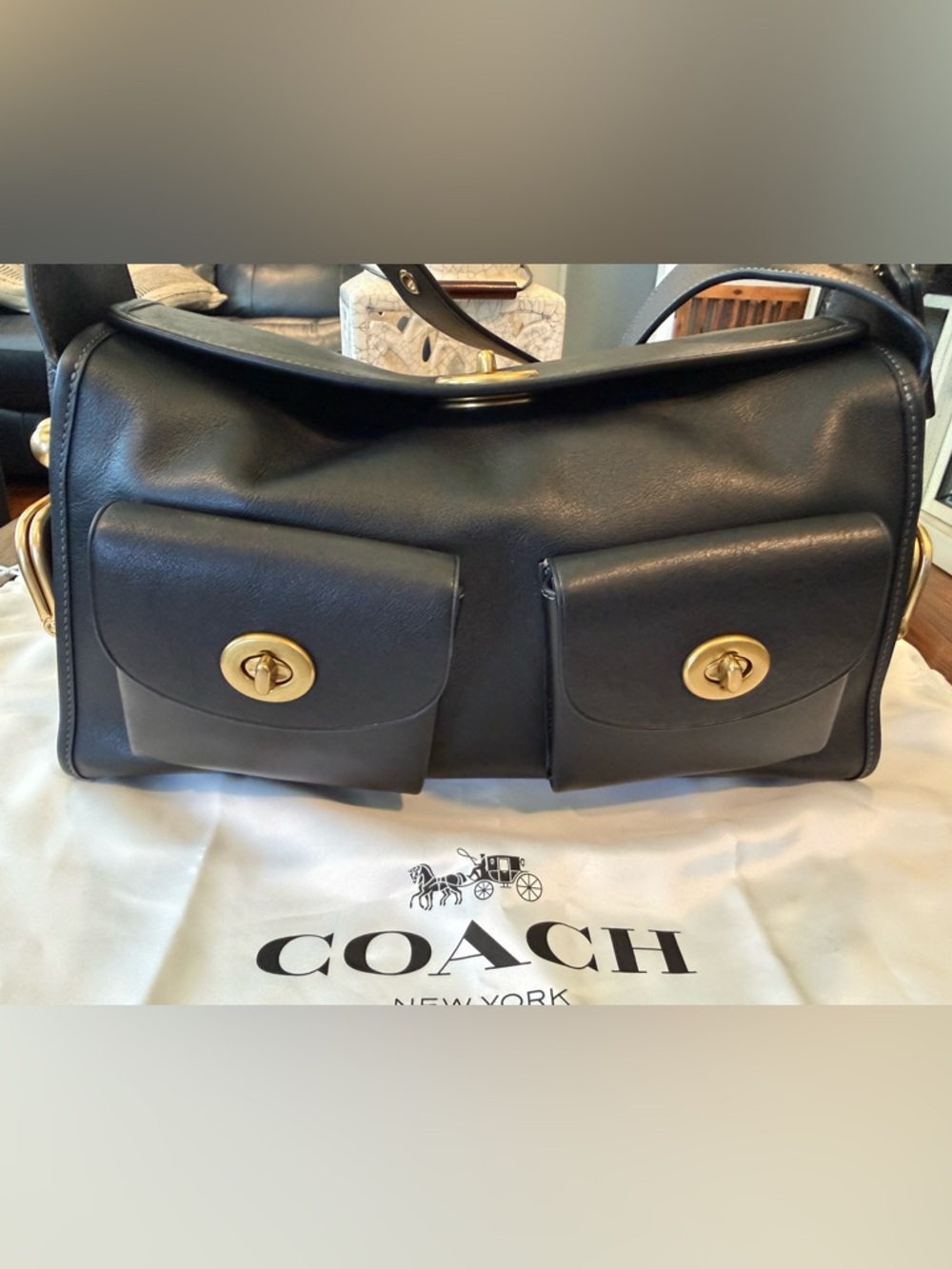 NWOT Coach Turnlock Haversack - black leather - Picture 2 of 9